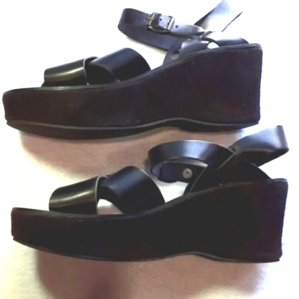 Kork Ease size 9 (41) black platform chunky wedge sandals *